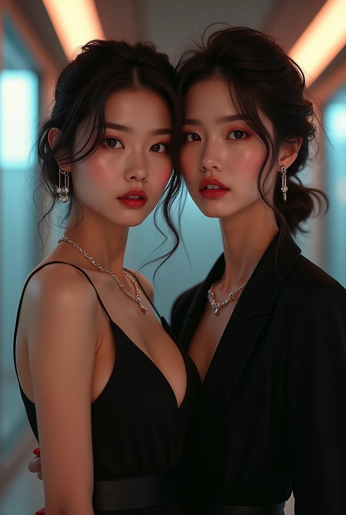 24-years-old、Beauty、Perfect Face、Dark Room、Black Bra、I can see the moon from the window、Beautiful neck