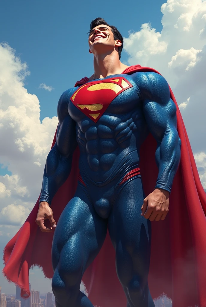 Henry Cavill as Superman ((Best Quality, 8K, ultra-detailed, Masterpiece: 1.3)), 1boy, shiny skin, sharp, Perfect Body Beauty, realistic shaded perfect body, The image is primarily composed of white, black, and royal blue colors. The artwork is created with abstract shapes and lines, resembling brush strokes. It has a poster art feel to it. The main focus of the scene is superman muscular body. Wearing only small micro thong, The lighting and shadows play a crucial role in enhancing the mood of the artwork. The style of the image is influenced by the works of Malcolm Liepke, known for his dynamic and expressive paintings. Depict the model partially concealed by a sheer fabric or drapery, leaving much to the viewer's imagination. Use subtle details to hint at hidden desires. symbolic elements that convey a deeper meaning or narrative