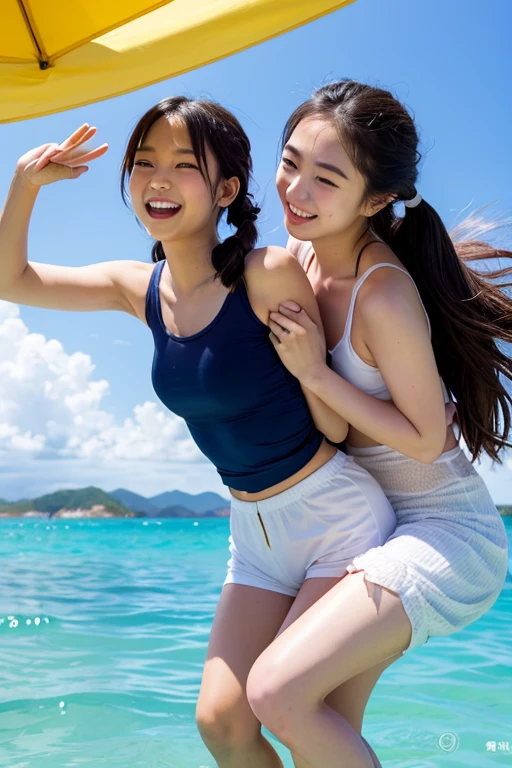 ManoErina, awaitingtongue, ((ExtremelyDetailed (12 PICHIPICHI KAWAII Girls Floating in The Air in a row:1.37) in WHITE at Dusk Enoshima Beach)), {(Standing Full Body:1.2)|(from below:1.2)}, Different types of hair colors, {(skinny(SchoolSwimwear))|(SchoolUniform)with Tiny AthleticShorts}, {Detailed Childish hand|Hidden hand|Armpit|Different types of breasts of various sizes from HUGE to FLAT|(Clearly Visible the shape of Butt)}, Joyful Expressions LifeLike Rendering, PerfectLighting, (Dazzling Horizon Visible through ThighGap), (Starry IridescentParticles:1.22) ColorfulClouds