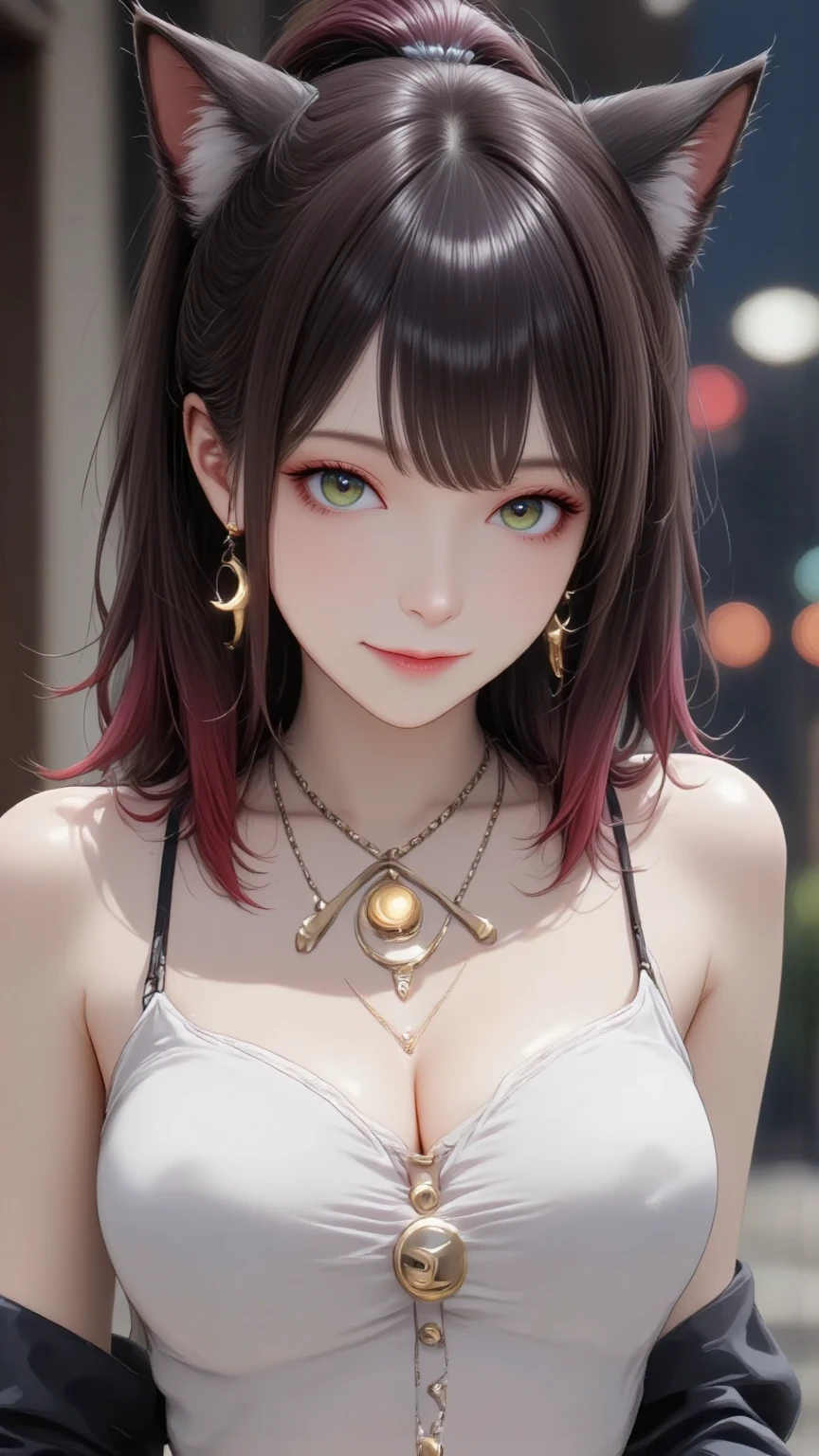 1 girl,(highly detailed skin),crooked,,beautiful胸,big breasts,pale skin,pointed chest,erect nipples,(fantasy art,best image quality,surrealist portrait,(8K),Super realistic,最high quality, high quality, High resolution, high quality texture,high detail,beautiful,Detailed,Very detailed CG,Detailedテクスチャー,realistic expression of face,masterpiece,sense of presence,dynamic,bold),bob hair,(super thin hair),(super soft hair),(ultra straight hair:1.5),流した長いbangs,extra light coppery amber hair,hair above one eye、全naked、full nude、naked体、naked、All nude、big breasts、show off your cleavage、pink nipples、smiling、black hair、long hair、bangs、sexy look、Trance expression、The moment of climax、Cumming face、I feel it、shy、blush、perfect proportions、perfect beauty、pheromones、sex appeal、young woman、big breasts、viewers are watching、seduce the viewer、facing forward、cherry blossom princess、世界一beautiful、I
