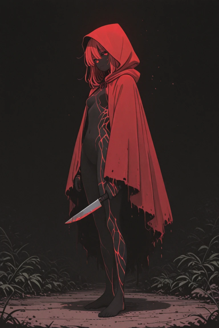 extremely detailed CG unity 16k wallpaper,backlight,
(little red riding hood,Mercenary, 1girl,blood red glowing eyes, solo, skirt,holding gardening scythet and pistol,sharp teeth design mask in black and white theme:1.5) ,
(masterpiece, best quality, ultra detailed, hyper realistic, photo), delicate pattern, detailed background, super fine concept art,(darkness:1.4), dynamic lighting, faint light,high-contrast, (mysterious:0.8),,ethereal, truth, <lora:little_red_riding_hood_v0.1:0.8> <lora:UnlimitedBladeWorks1.6:0.5> <lora:girl_with_mask_lora013:0.8> mask