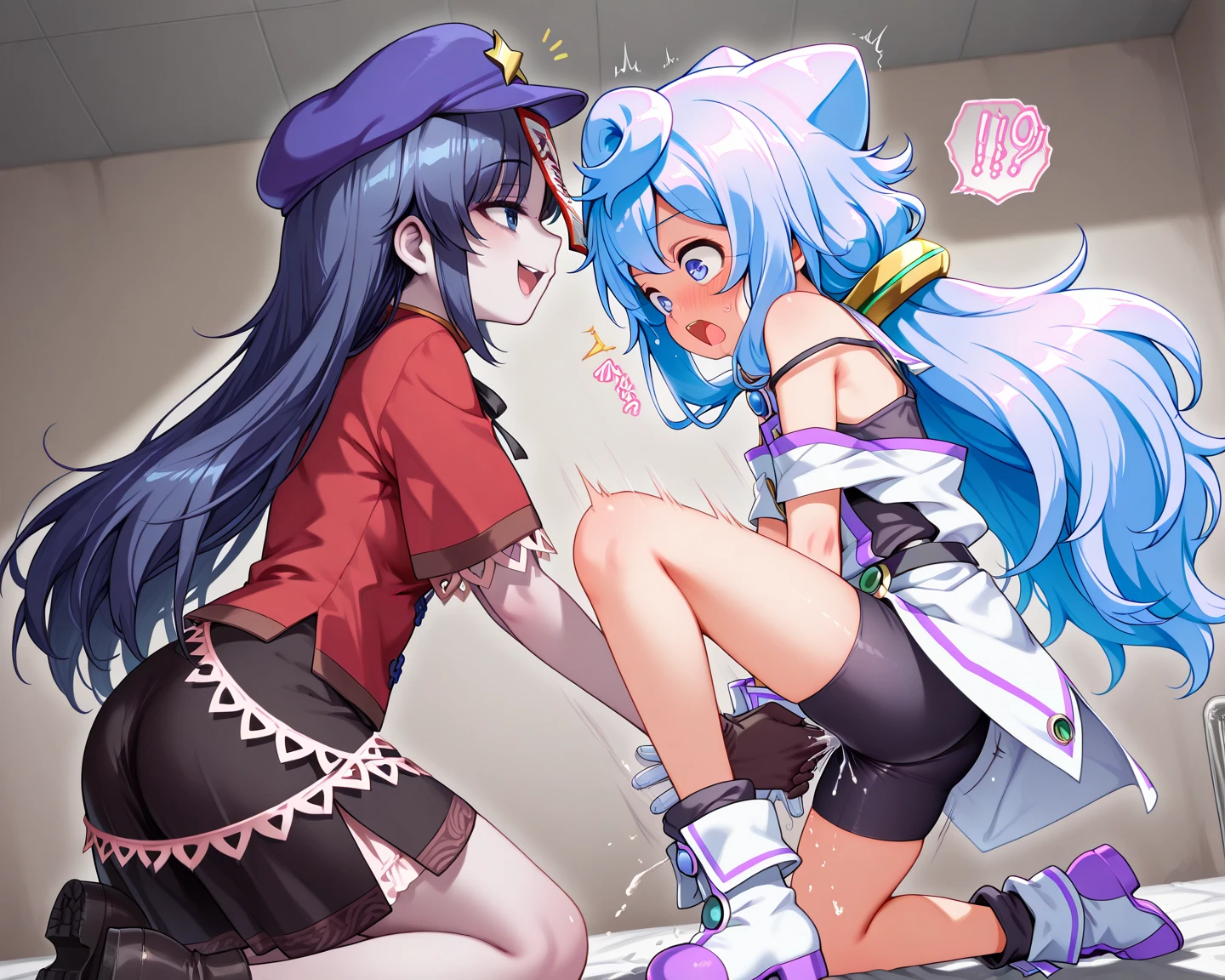 2 girls, multiple girls, couple, 微lol, lol, permanent, armpit, grabbed from behind, tickle, tkl, simple background