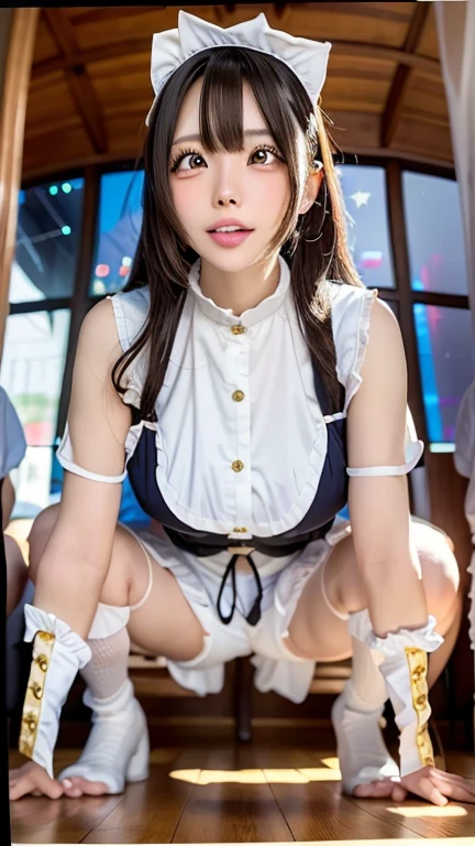 奇跡的に可愛いbaby faceな12歳の日本人美少女,((Full body photo)),twin tail hair,Both hands and feet are bound with ropes,arms behind back,slim body shape,I can see the cleavage,disproportionate breasts,large breasts,(looking to the side,ball gag,open mouth,despair face,water eye),collar,pigeon toed,White See-Through Babydoll,White see-through micro mini skirt,white high heels,white scanti,Photographed from below,best quality,ultra-detailed,high resolution,baby face,beautiful white skin,white wallpaper room