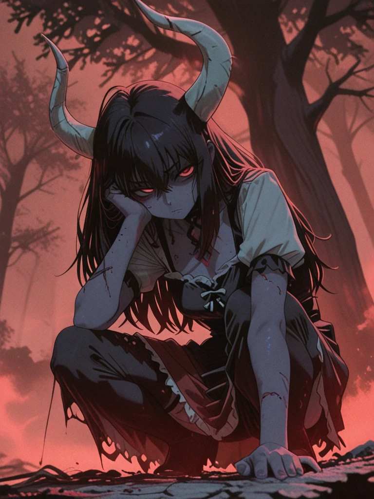 ((masterpiece), best quality, high quality, professional quality, highly detailed, highres, perfect lighting, natural lighting), giant spider, weaving web, between two trees, at night, moonlight, terrifying, horror theme
