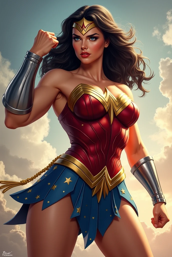 Wonder Woman holding a beer bottle, Masterpiece, Candid Photo, Wonder Woman, (delicate details, makeup), (delicate and beautiful delicate face, delicate and beautiful delicate eyes, face with perfect proportions), (delicate and radiant skin: 1.2), delicate skin, strong and realistic blue eyes, realistic black hair, lips, makeup, natural skin texture, tiara, jewelry, star \(symbol\), leotard, bulletproof gauntlet, red combat boots, golden belt, (public attire: 1.5), bare shoulders, Slightly sunburned, mature, sexy, elastic muscles, (muscles: 1.2), ((strong and healthy body)), (more) muscles))), long legs, curves, (big breasts: 1.3), thin waist, soft waist, (delicate skin), (beautiful and sexy woman), (swollen lips: 0.9), (eyelashes: 1.2), (skin hollows), very delicate muscles, breasts, solo, split, pretty face, perfect body, muscular, detailed face, realistic skin details, clear focus, Realistic face, realistic skin, detailed eyes, detailed facial features, (in a crowded supermarket), despair, tired, open mouth, mature woman, high detail, very detailed, retro,