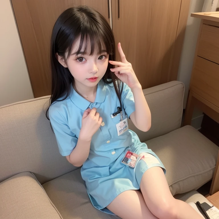 a korean woman pussy look, whose height is 10000000 kilometers, at the nano-sized miniature endless city of micro-sized endless continent world, she kneel down on top of a lot of nano-sized buildings which are much smaller than her, she feel happy and enjoy