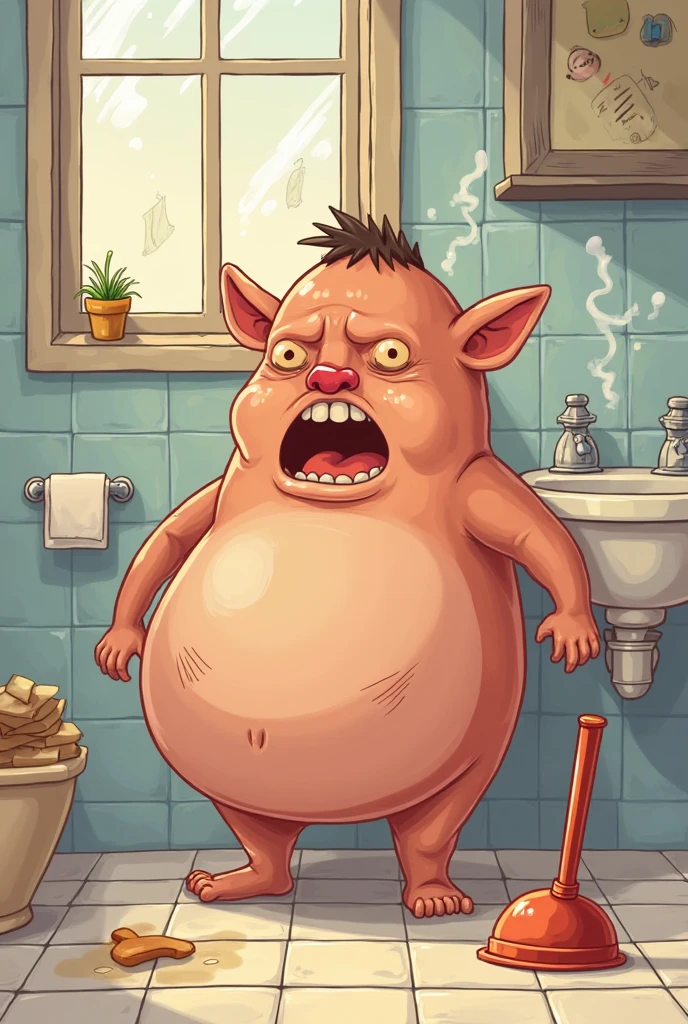 Sad liver drinking beer in cartoon