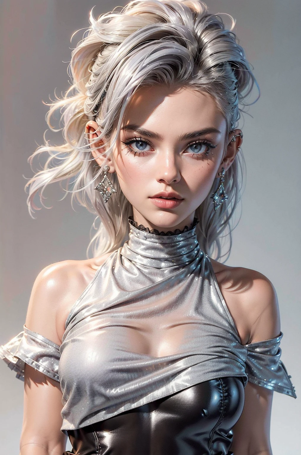 ((silver metalic flower)) ((ring))
