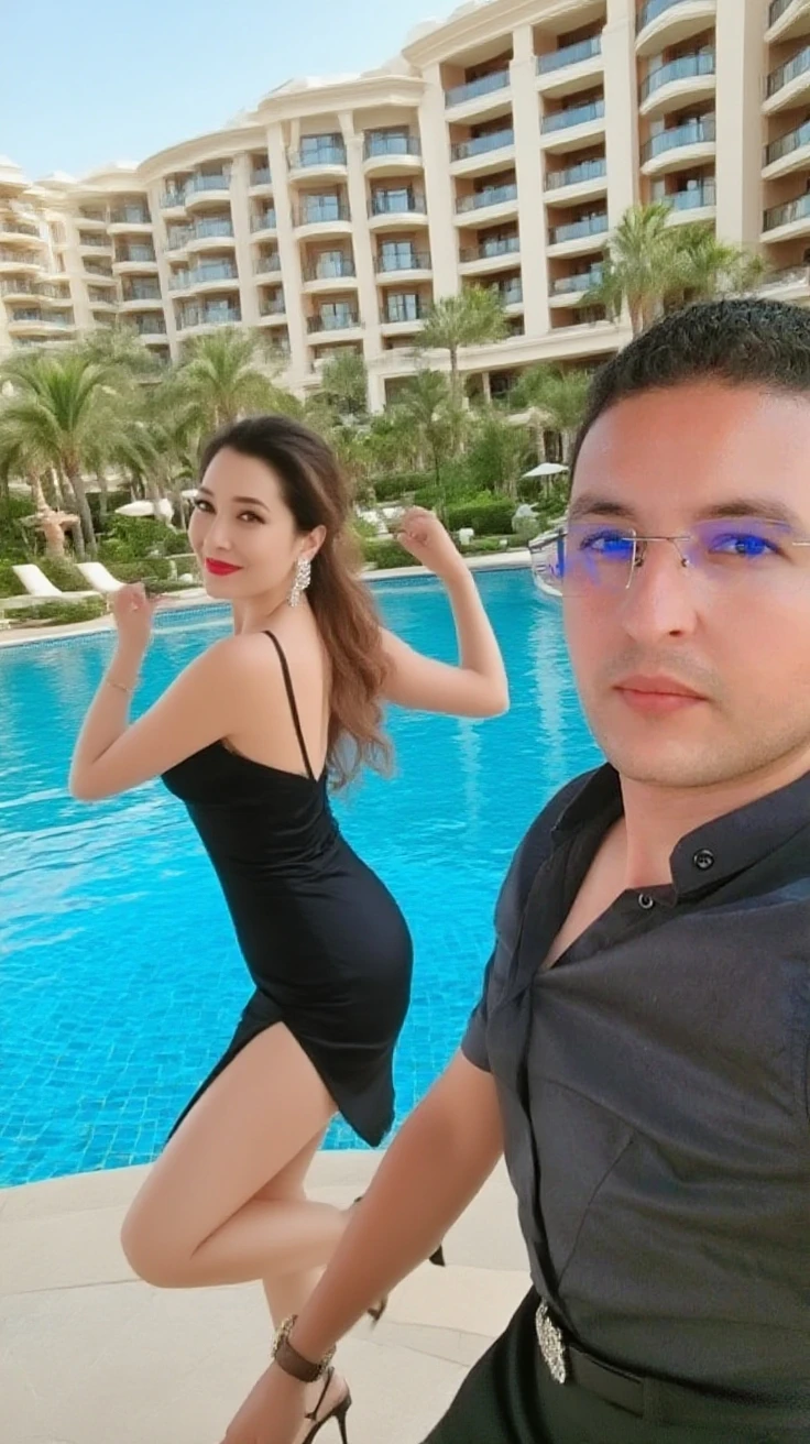 foto muy real de jeff bezos divirtiendose junto a una hermosa joven, They both wear swimsuits, estan en un yate en el caribe
