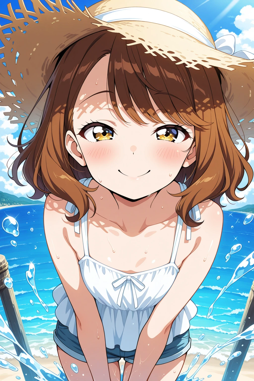 Anime girl in a straw hat standing in the sea, Anime Moe Art Style, Kantai Collection Style, At the Beach, 4K Manga Wallpapers, Cute girl anime visuals, At the Beach, At the Beach, Enchanting anime girl, 熱帯のAt the Beach, On pixiv, Gwaiz, Cute Anime Girl, everyone, Anime Best Girl