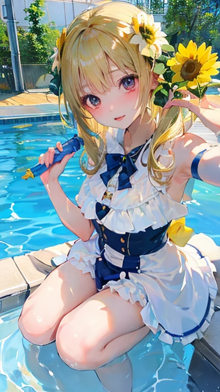 anime girl in a bikini sitting on a ledge by a pool, realistic bikini, misa amane *, misa amane, ( ( misa amane # ) ), seductive anime girl, is wearing a swimsuit, rin, in a bikini, in bikini, nami from one piece, rei hiroe, ecchi, beautiful anime girl squatting, swimsuit