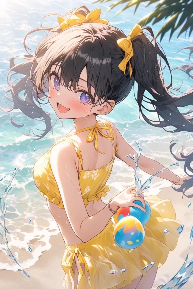 actor、ちいさなスーパーIdol、(10 years oldのgirl)、(Beachで泳いだり)、(Laughing)、ダンスをしているgirl、Cute girl、Primary school students、Young Girl、(Flat Chest)、(Small breasts)、(((Acup)))、bust75centimeter、Idol、Droopy eyes、yellow、Small and delicate body、Slender、Super detailed face、(Big eyes:1.2)、Make your eyes clearer、double eyelid、超High resolution,、Wide forehead、No makeup、Realistic eye and facial details, Perfect teeth alignment、Perfect eyes and a perfect mouth、スクールSwimwear、Bloomers、1girl、Gravure pose、ponytail、Charm、Beach、mini skirt、gold、 Dark Eyes、Wink、Swimwear、bikini、slender、(Acup)、ballerina、Shiny satin fabric、Pool Party、Perfect Face、Perfect Eyes、Narrow waist、ribbon、beautiful girl、(Short Hair)、ribbonの髪飾り、Garter Ring、マイクロbikini、10 years old,girl,,flat chest,Highest quality,High resolution,Detailed Background,Beautiful face in every detail, Teenage beauty, Cute hair color, Brown Hair, Black Hair, Bobcut, Twin tails, A big smile、To lift your mood、 Summer sun、Shining Sea,Super detailed,(masterpiece:1.2) , (Highest quality:1.2) , (Super detailed:1.d,Super detailed,anime,girl,Blonde Hair,サイドponytail,Beach,bikini,smile