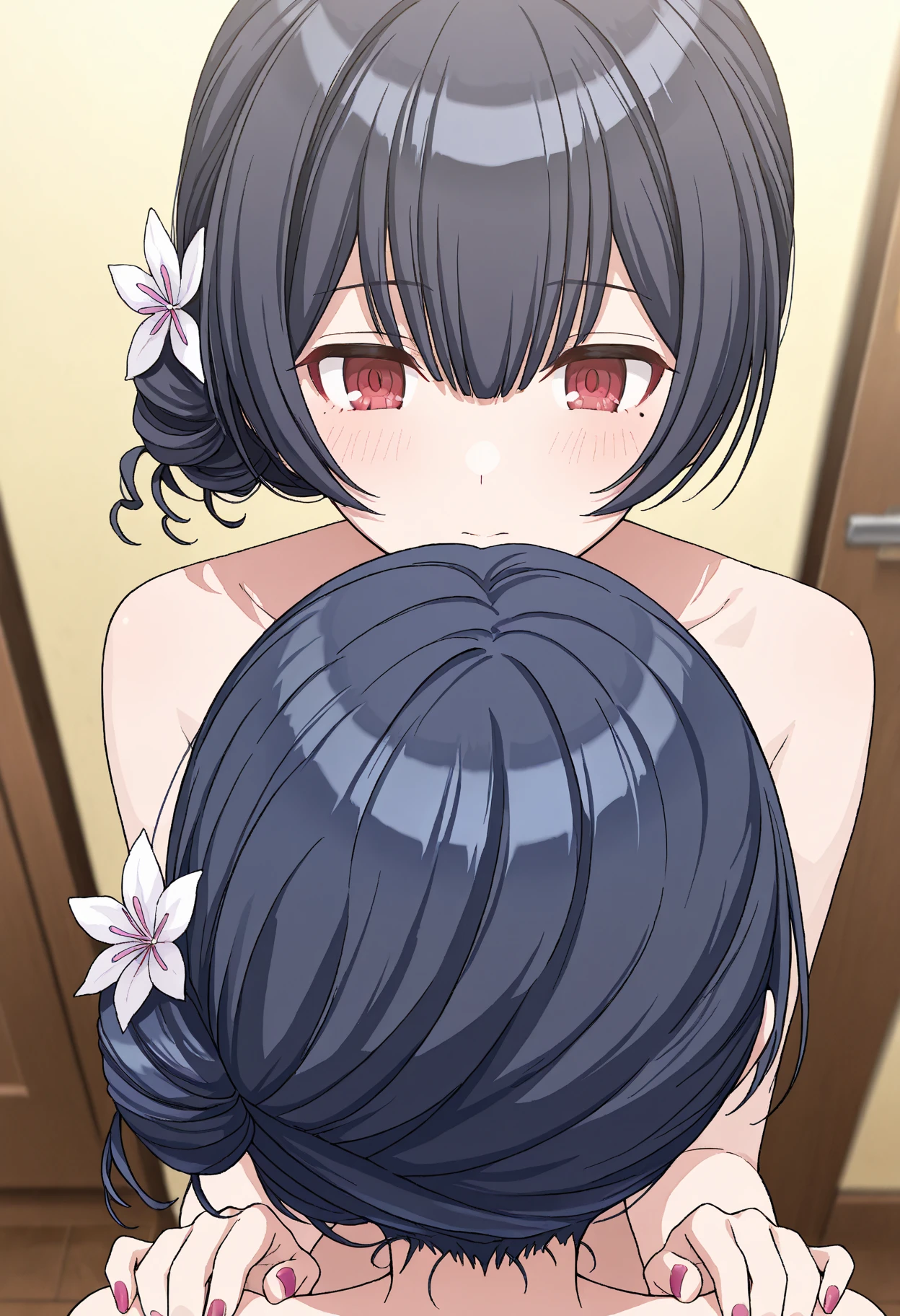 1girl,eishin flash\(umamusume\),{{blue archive}},{{{{{torino aqua_style}}}}},[ogipote_style],{{sincos_style}},official art,highly detailed,best quality,clear lines,large breasts, bangs, collarbone, anime visual of a cute girl,anime best girl, bangs, looking at bou,breasts, official artwork, offcial art,official artwork, high detailed official artwork, breasts, open mouth,looking at boy,smile,seductive smile,horse ears,1boy,completely nude,breasts sucking,(nursing handjob :1.5),nipples,breasts