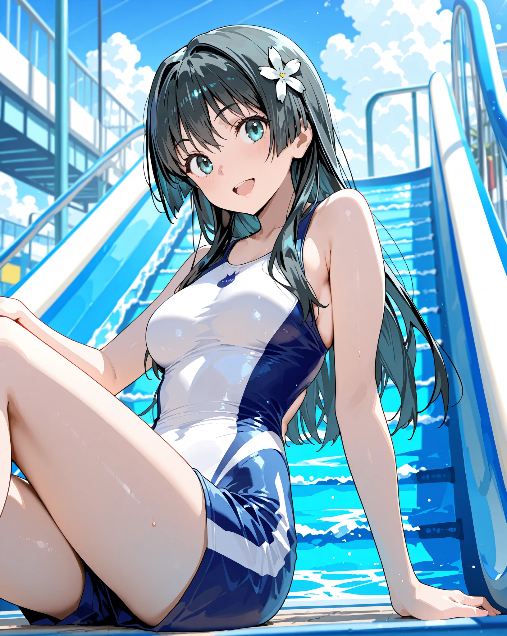 standing, single, hands on breasts, body shape swimsuit, swimming pool
break
1 Girl, (Loli: 1.1),(Petite:1.1),Big breasts swaying up and down,Braid,#FFC0CBの髪,Left hand raised,Lean forward,Angle from below,Manstrands visible,Serious expression,(Looking sideways:1.1),(Heterochromia, light blue eyes and light green eyes),:d,Star eye silhouette
break
#00FFFFの髪, (heterochromia, light blue eyes and light green eyes), silhouette eyes of stars, large breasts, tied hair, light smile,