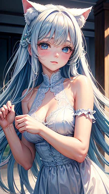 From above, Overhead Shot, hot spring, (Lie in), (From behind), One Woman, (Highly detailed skin), Curvy,, Beautiful breasts, (Large Breasts), Pale skin, Pointed Chest, Erect nipples, (Fantasy art, 最high quality, Surreal Portraits, (8k), Ultra-realistic, 最high quality, high quality, High resolution, high quality texture, Attention to detail, Beautiful details, The finer details, Extremely detailed CG, Detailed Texture, Realistic facial expressions, masterpiece, before, dynamic, bold), Long Hair, (Very Fine Hair), (金髪のLong Hair), (Super Straight Hair: 1.5), Long, flowing bangs, Very light platinum blonde hair, Hair on one eye, Sparkling blue eyes, Dressed, Loose Fit T-Shirt, Swimwear