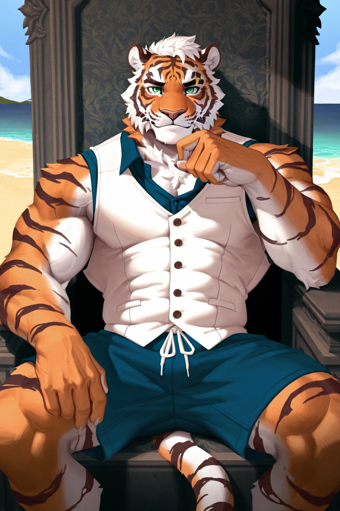 (((Detailed eyes, detailed face))), (velu, poils du visage torahiko, thick eyebrows), male, (Seulement), (dodu), (striped boxers, Les troncs, aux seins nus), debout, (arm behind the back), sourire PAUSE (Konzaburu, dans le cou_plus tard, mignon), Bedroom, (ombrage plat, [couleur plate], High brightness), 8k, UHD, chef-d&#39;artwork, (tout le corps)