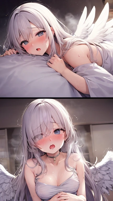A cute girl closes her eyes and pouts her lips, begging for a kiss.