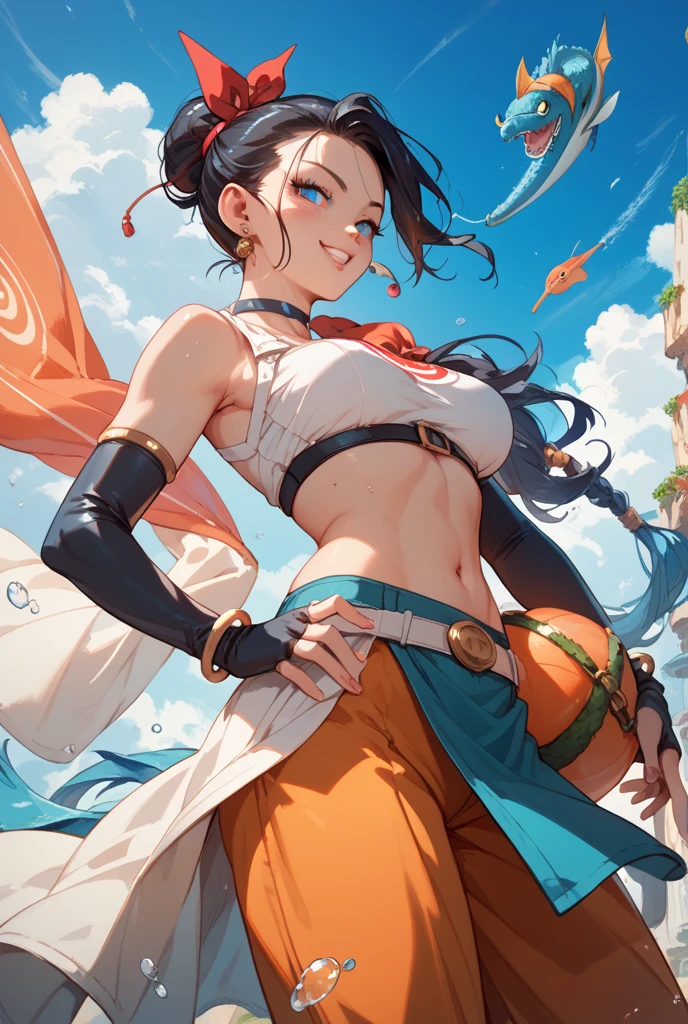 a raiden shogun ei, happy seductive girl, in a desert, cowgirl outfit, beautiful detailed eyes, beautiful detailed lips, extremely detailed eyes and face, long eyelashes, intricate detailed clothing, leather cowgirl outfit, cowboy hat, high heels, jewelry, sun-kissed skin, desert landscape, sand dunes, cliffs, blue sky, warm lighting, cinematic composition, photorealistic, 8k, hyper detailed, masterpiece