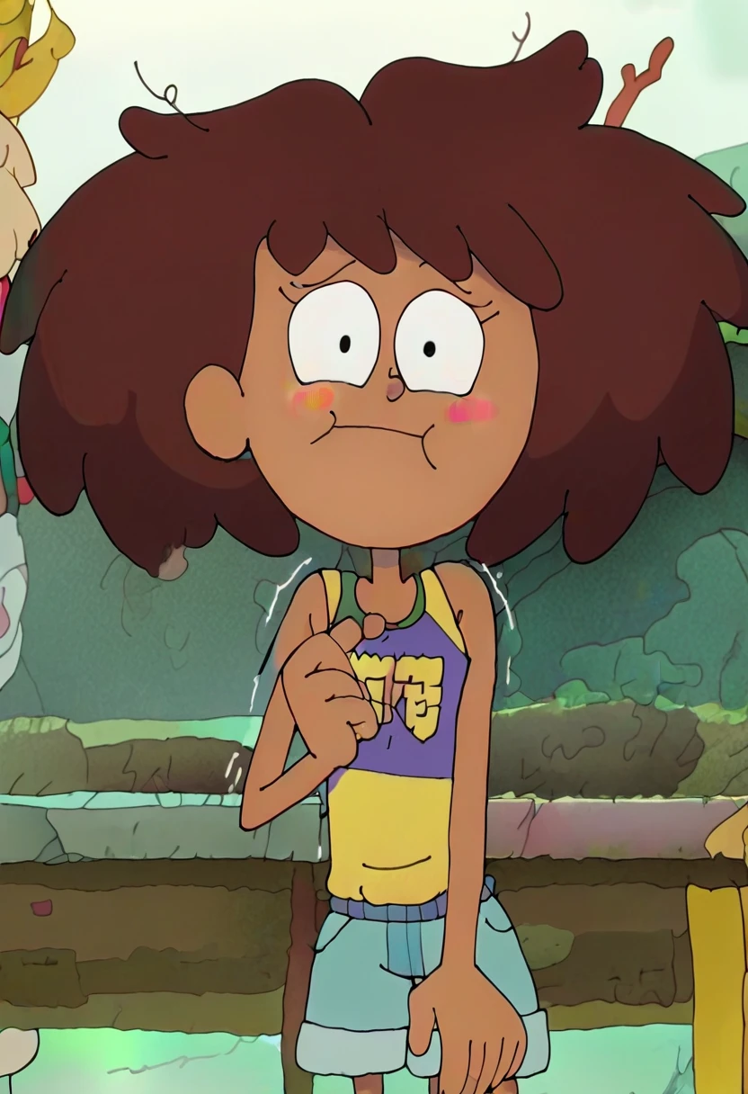 Molly McGee,1girl,solo,(dark skin:1:1),,(completely :1.2),flat chest,( kid),