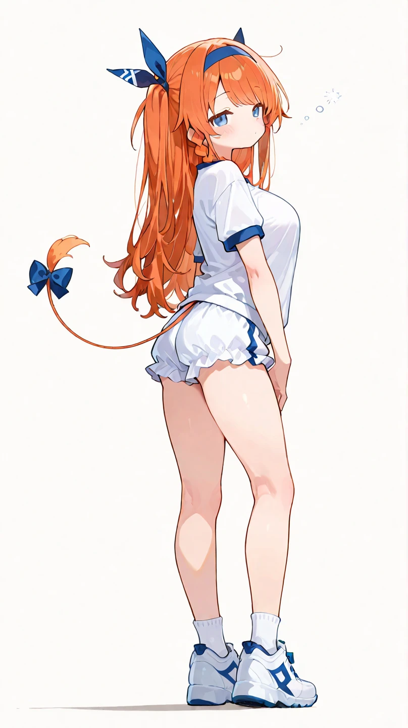 (masterpiece:1.2, best quality), (school corridor), 1girl, petite, 10yo loli, child, ginger long hair, ginger fox ears, white panties, school uniform, standing, from behind, smile, bottom, upskirt, (ginger fox tail), sunlight, vibrant colors, best shadows, bright, vibrant colors