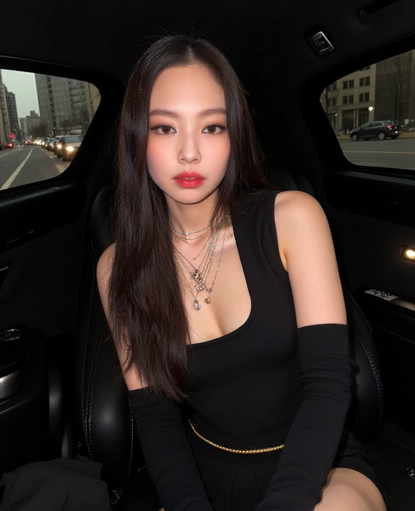 mulher araffe sentada em um carro vermelho com longos cabelos pretos, jennie blackpink, jossi do blackpink, Retrato de Jossi de Blackpink, Lalisa Manobal, Asian girl with long hair, com cabelos longos, Parque Ji-min, Ulzzang, Parque Roseanne do Blackpink, Gongbi, Mulher sul-coreana bonita, Jaeyeon Nam, Artista coreano
