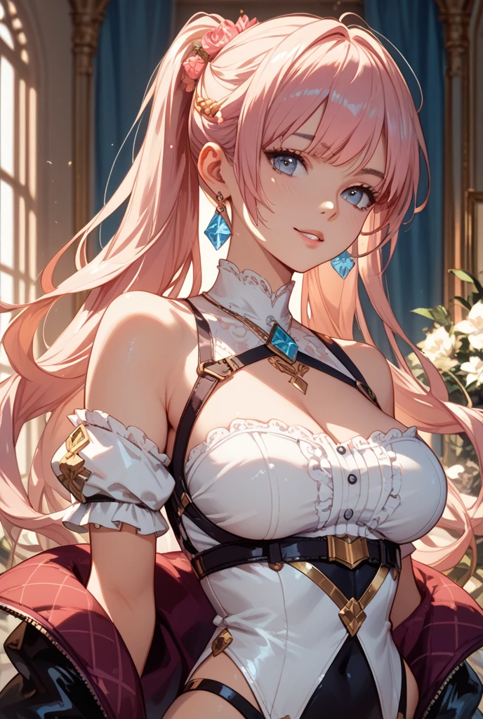 {{{{masterpiece}}}}, {{{Very detailed}}}, {{{High resolution}}}, {{Excellent anatomy}}, (((highest quality))), ((Very delicate and beautiful)), {{Very fine and delicate}}, Very detailed, alone, 1 female、Best Style、Beautiful woman、The most Beautiful woman in the world、((Erotic Bea Doll)),((Big Breasts))、(((Long pink hair)))、Inside the White Palace, Baroque architecture, An elegant passage between the towers, In luminous baroque style, royal palace, Baroque Symmetry, Italian Renaissance architecture, Endless Corridor, Rococo architecture, Baroque palace,Very detailedな瞳, alone, Perfect Face, Pretty face, Very detailedな顔,A work of art with rich expressions), (highest quality)、Red eyes、Sexy pose、Sexy Woman、Beautifully detailed design、Nipples