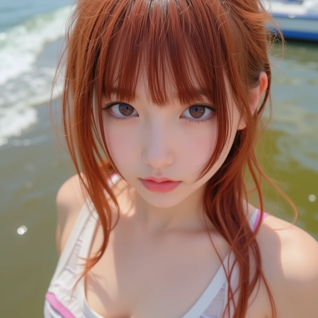 (beautiful blonde hair), ((beautiful blonde)), alone, ((best quality, 8K, masterpiece)), sharp focus: 1.2, (small fox ears), cute girl with perfect figure: 1.4, slim abs: 1.2, street: 1.2, highly detailed face and skin texture, fine grain, ((exposed breasts)), double eyelids, (off the shoulder), ((sexy micro bikini wearing woman posing for photo)), Japanese goddess, Japanese model, ((small breasts)), ((bikini)), Japan, drawing attractive anime, cleavage, (Sandy Beach), masterpiece, slim figure, high resolution face, face in focus, high resolution eyes, (focus, symmetrical pupils: 1.2), slim figure, high quality and beautiful skin, firm skin texture, good hair texture, unparalleled beauty, ,((Beautiful sandy beach)),(((Wearing a sexy micro bikini)),(Sitting on the beach:1.3),((Arms pressed tightly against chest:1.3)),Very cute,(Blushing:1.3),(Scared:1.3),(Confused face),Looking up at camera:1.2,,(Cleavage, Beware of browsing),((Sexy pose)),((Sexy pose))
