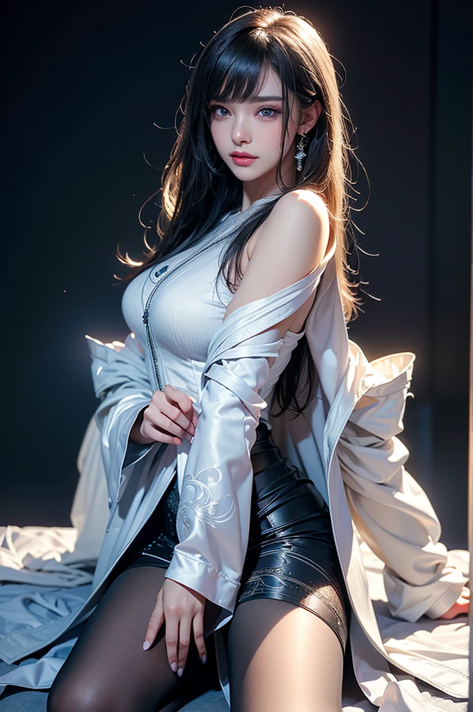 Photorealistic, high resolution, Soft light,1womanl, Solo, Hips up, shiny skins, (Detailed face),tattoo, jewelry, Winter hanfu, Cloak, Snow, Night, Wavy hair, Beautiful soldiers, Catch the audience's eye, Lover's perspective, Invitation expression, Sexy smile, Perfect style, Perfect balance, Detailed skin, mischievous gaze, chest visible