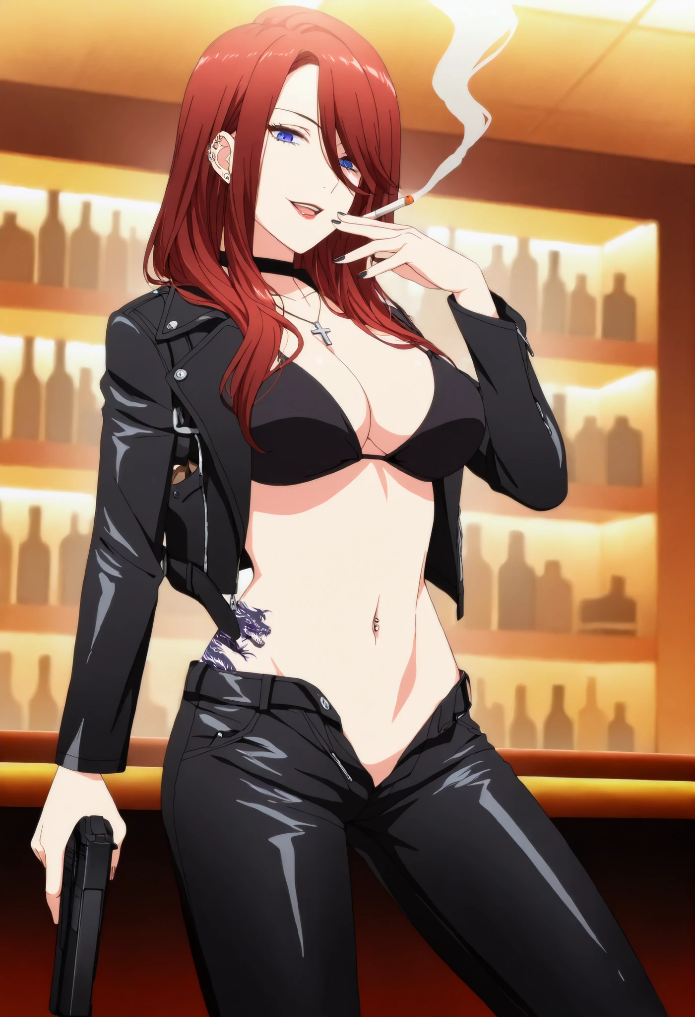 high_resolution,best quality,detailed background,girl,magician, bar,