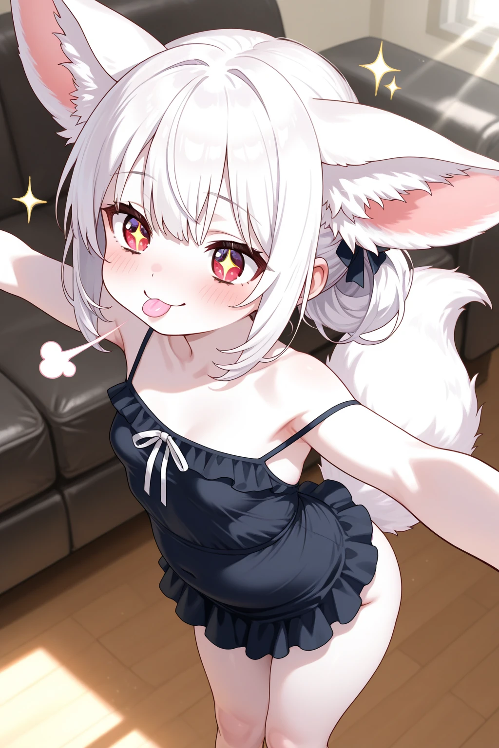 ((Masterpiece)),((Best Quality)))), (High Quality, Breathtaking),(Expressive Eyes, Perfect Face), One Boy, Solo, Male, Short, Young, Little Boy, Short White Hair, Red Eyes, Smile, Blush, Butt Focus, Spread Legs, Bunny Girl,