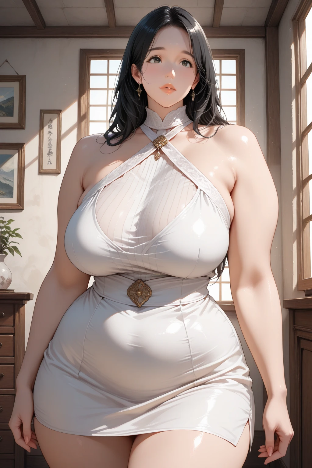 oud,disturb,Chinese beautiful woman,eye glass,big breasts exposed cleavage,thick thight,The thighs are fat,The thighs are thick,Tear the front of the garment,revealing breasts,,A sagging breast,Breasts during lactation,Areola Clearly Visible, (Thin areola), Areola, Inner seam, cleavage,(no brassiere),(with no underpants),(Exposed ass) ,The chest is huge,(Protruding swollen breasts are particularly massive),Beautiful big breasts, (Big breasts: 1.7)、 (Mature breasts: 1.7), huge tit、Huge tits、gigantic cleavage breasts、Large breasts、Big breasts Thin waist、Slim waist、Tight waist,Giant buttocks、gigantic hip、Large buttocks