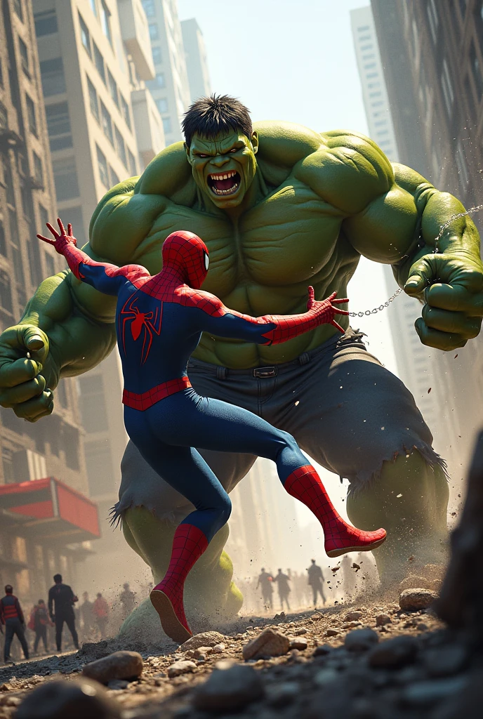 Spiderman hitting hulk box