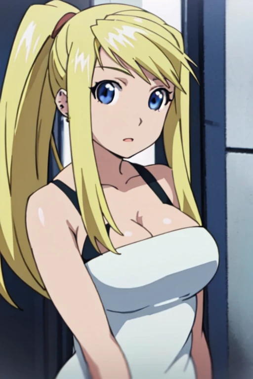 Simple White Background, at attention,
 navel,halterneck,crop top,bare shoulders, 
bangs,blonde hair,hair between eyes, hairband, long hair,Blue_Eyes,
1 girl, 20yo,Young female,Beautiful Finger,Beautiful long legs,Beautiful body,Beautiful Nose,Beautiful character design, perfect eyes, perfect face,expressive eyes,perfect balance,
looking at viewer,(Focus on her face),closed mouth, (innocent_big_eyes:1.0),Light_Smile,
official art,extremely detailed CG unity 8k wallpaper, perfect lighting,Colorful, Bright_Front_face_Lighting,shiny skin, 
(masterpiece:1.0),(best_quality:1.0), ultra high res,4K,ultra-detailed,
photography, 8K, HDR, highres, absurdres:1.2, Kodak portra 400, film grain, blurry background, bokeh:1.2, lens flare, (vibrant_color:1.2),professional photograph, 
(Beautiful,large_Breasts:1.4), (beautiful_face:1.5),(narrow_waist), shorts, horny