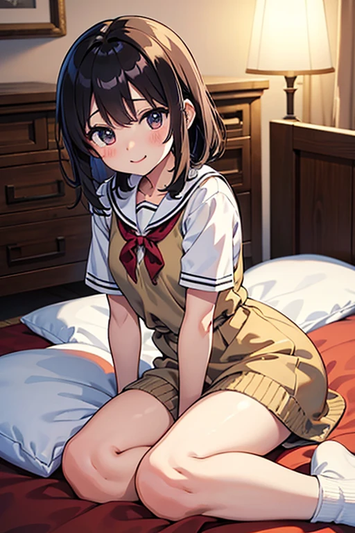 masterpiece，最好of品质，自己of, woman, detail), (任何Pillow背景of光影））, 可爱女孩在Pillow上摆姿势, Maid costume，),，Pillow,（很多Pillow），，（canopy bed），，很多Pillow，（Crotch rubbing），（（Pillow驼峰）），（Pillow），（粉色Pillow），（围绕主角of爱），（热气腾腾of），（Pillow），，（豪华Pillow），，（palace），（palace卧室），（Gorgeous pattern pillow），，（Classical European bedroom ），（兴奋of，害羞of，自豪of，Holding urine，，），，female love，Pillow, trembling,of，，lust，，trembling，，Four poster bed，有很多Pillow,,，花纹Pillow， ,pillow humping,sock，White stockings,，，Shake your body，trembling,，trample on pillows,，, beautiful lights and shadows,，开心of笑，Wearing pajamas,short_hair, black_hair, brown_eyes, brown_hair, two_side_up, smile, open_mouth, upper_body, hair_ornament