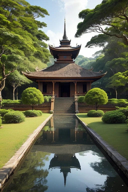 <lora:JJsChineseBuddhistTemple_XL:1>,   (Chinese Buddhist Temple), masterpiece, best quality, scenery, outdoors, building, tree, stair, real world location, grass, bush, door,  window, roof, walkway ,dawn, day,water, statue, subject, soft lighting, high quality, column,