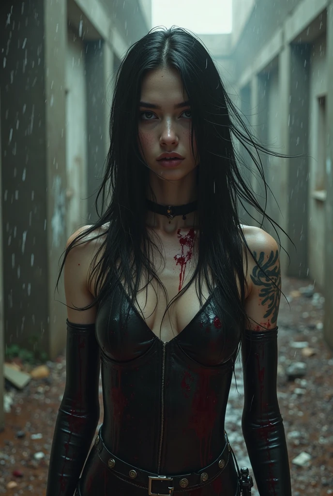 Vampire girl in latex leggings