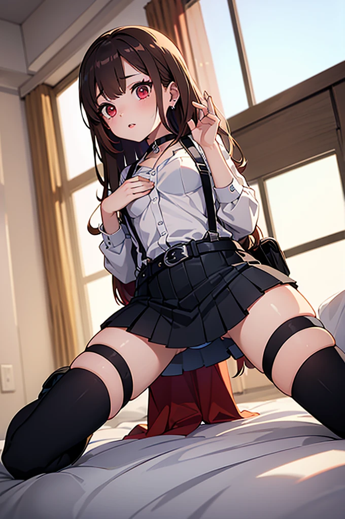 (masterpiece、highest quality、High resolution、realistic pictures、real looking skin:1.1)、
(wearing a black hoodie、she is wearing a miniskirt with a small floral pattern.:1.1)、
1 girl、alone、beautiful eyes、shining eyes、brown hair、medium long hair、university student、The location is the front door of the house、
(pick one up'my own skirt:1.8)、
(panties are slightly exposed:1.5)、
(She wears brown knee-high boots over black knee socks.:1.5)、
(A grinning expression with a provocative expression:1.5)、
(Are standing:1.5)、
(simple red lace panties:1.5)、
NSFW
