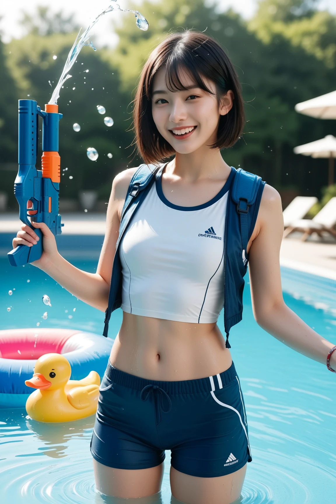 Girl in wetsuit with water gun and water gun, Wen Feiye, Wet t-shirt, Japanese model, sexy girl, Chinese girl, Korean girl, Yanjun Chengt, Thai girl, beautiful asian girl, Cute girl wearing a tank dress, Wet shirt, beautiful south korean women