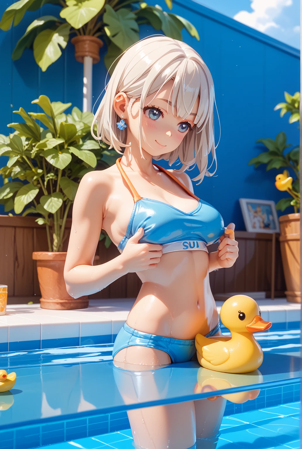 1girl in, Mary Rose、((Blonde hair)), shorth hair, (a smile:1.2), (embarrassed from:1.2), (Blushed:1.2), (hard, (small tits), (maicro bikini:1.3), (Glossy black enamel)、(Hard indentation into the crotch), ((ful body)), Lying on the floor, laying on back, Raise your upper body,, (((Open your legs 180 degrees:1.4))), ((Show your crotch to viewers:1.5)), ((Wake up your upper body a little:1.2))、((Bend your knees to 90 degrees:1.4))、Perfect high heels, in poolside, Perfect eyes, perfect hand, ultra-high-resolution, Movie angle, Professional lighting, 最好质量, 巨作, sidelit, sharp, Perfect focus, bokeh feeling, photoreallistic, (Beautiful eye for fine details:1.3), realisic, (3D顔:1.1), (shinny skin:1.5), (Complex facial details in ultra-high resolution), (Pores on the skin of the face:1.3), Ultra-high resolution fabric texture、8k eye details、8K pupil、staring the viewer、((Shot from the buttocks:1.4))、Crotch height camera、((Show your crotch to viewers:1.5))