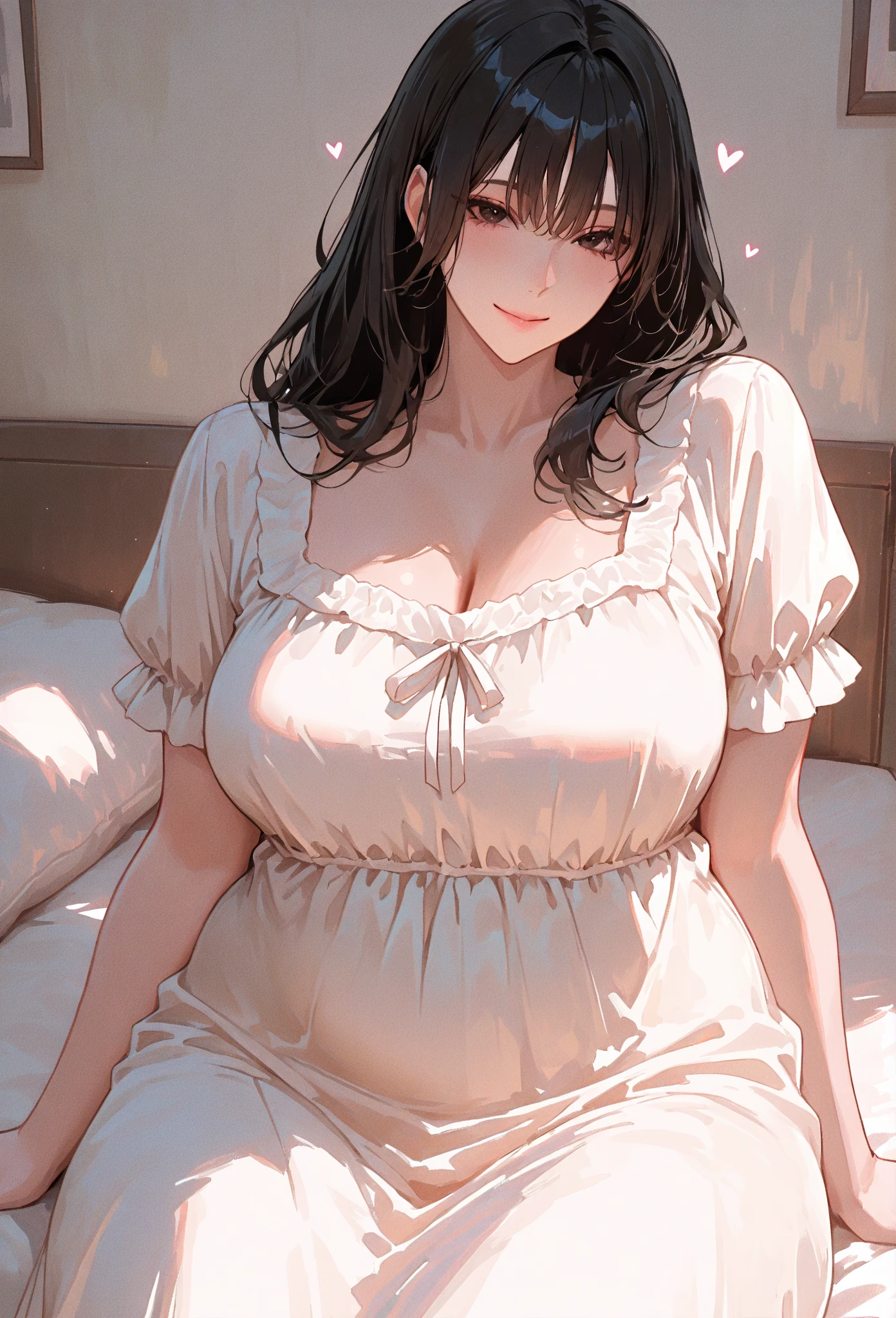 masterpiece, yor, 1girl, Bust A Cup, Amazing Cleavage:1.0, thin waist, big ass, Raised sexy, medium breast: 1.0 posed cleavage:1.2、solo, looking at viewer, open mouth, black hair, red eyes, dress, bare shoulders, jewelry, collarbone, sidelocks, hairband, earrings, indoors, off shoulder, :o, sweater, arms behind back, plant, short hair with long locks, white hairband, off-shoulder dress, sweater dress, off-shoulder sweater, red sweater, big side hair, very long side hair,is rendered in (masterpiece: 1.2, best quality), with (ultra high resolution) and an exquisite (depth of field). This masterpiece is not only visually stunning but also tells, big pregnant belly, pregnant 40 weeks
