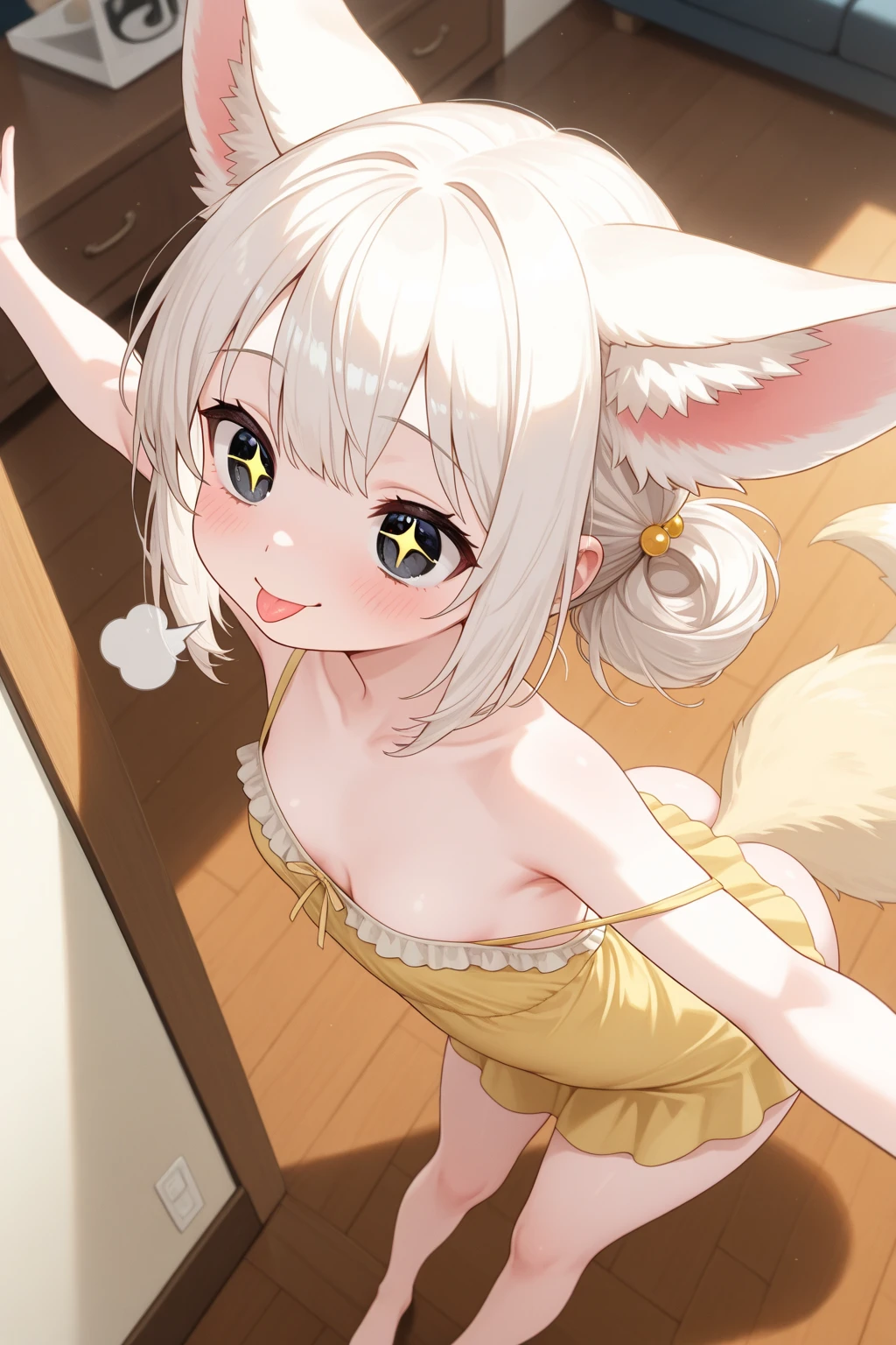 ((Masterpiece)), ((best quality)), (Anime), ((kawaii)), ((extremely detailed)), 4K, (8K), (super detail:1.2), (High Definition:1.3), (Professional Photography:1.2), (wide shot), cinematic lighting, (very aesthetic:1.2), (absurdres:1.2), newest, (sharp focus), (perfect light), ((12 years old)), 8K, cinematic lighting, unruly hair, medium hair, (exposed naked nipples:1.3), (exposed naked cute pussy), naked Slender body, Pudgy cheek, ((small breast)), naughty smile, (open mouth), Textured skin, cat ears, pale brown hair, Cute Beautiful girl, BREAK, ((best quality)), ((extremely detailed)), (open legs), (sitting on the Luxurious pink bathroom), ((in brothel)), pink floor, ((obscurity atmosphere)),