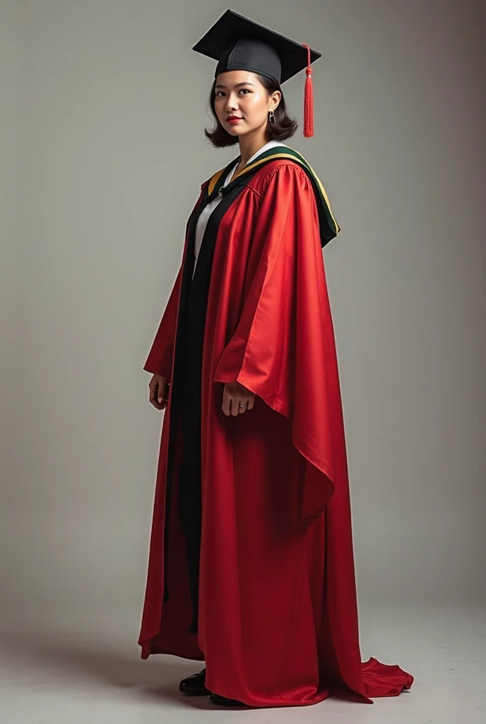 Graduation photo of a woman named Windri Ode, s. Please wear a red hijab and a red sash