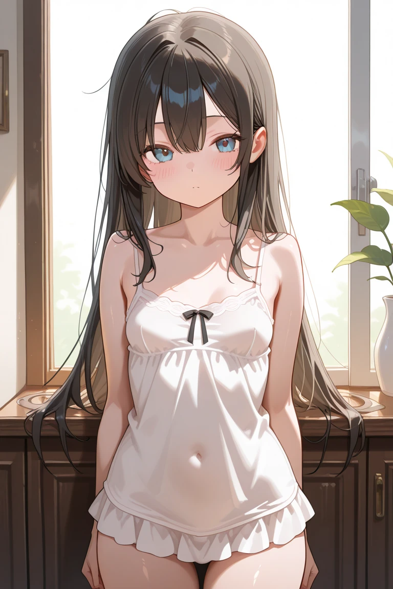 thin woman,The body very thin,Rib chest,The waist very thin,The ribs are noticeable,Protruding ribs,The waist very thin,Sunken abdomen,Delicate arms wet white shirt short black shorts