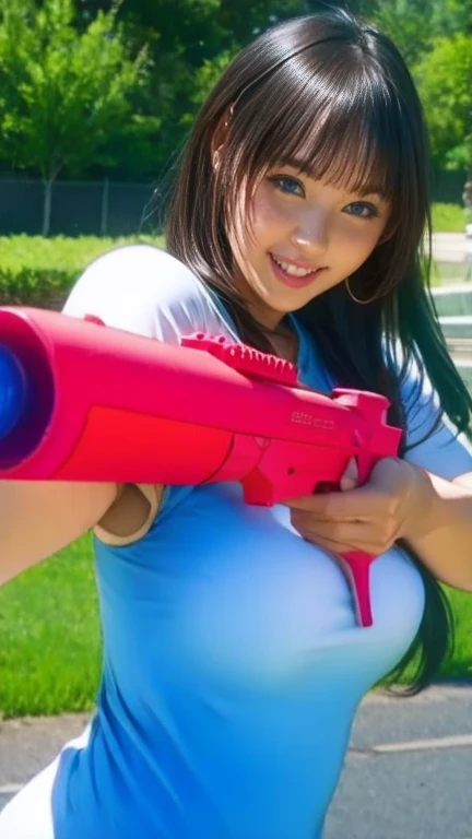 Anime girl holding a water gun