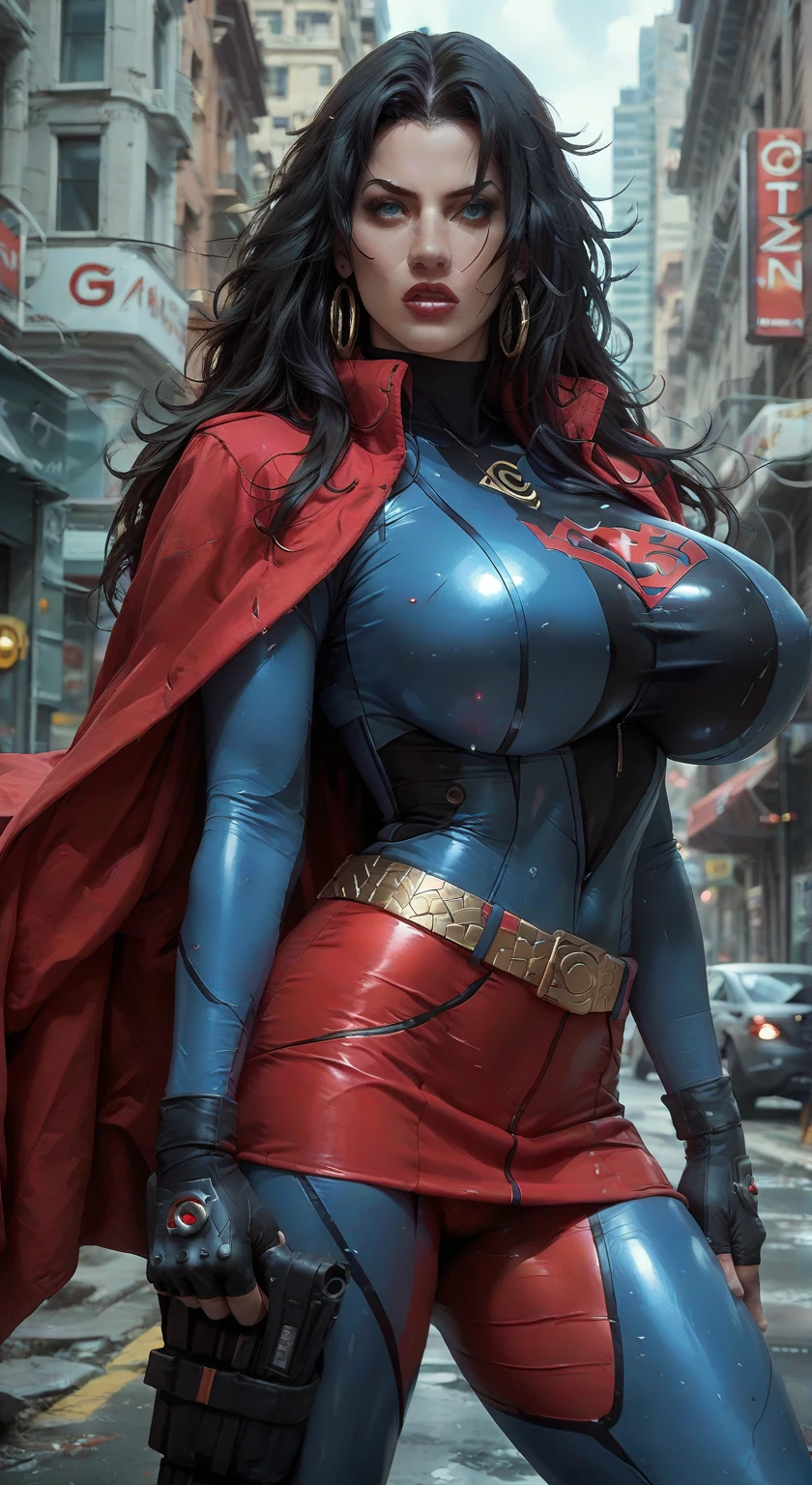 1female,35yo,Huge breasts, 独奏, Supergirl,Wearing a blue Superman uniform, Pornographic exposure,ln the forest, She has long flowing black hair, Bare genitalia,Sateen,Bigchest, From the front side, Wet straight hair, Sweating profusely,mostly cloudy sky,(tmasterpiece),(Very detailed CG unity 8K wallpaper),best qualtiy,cinmatic lighting,detailed back ground,beatiful detailed eyes,Bright pupils,(Very fine and beautiful),(Beautiful and detailed eye description),ultra - detailed,facing at camera,A high resolution,ultra - detailed),Very long hair,Knelt,Emotive expressions,Open-mouthed,Chest sagging,nakeness, Expose the genitals,revealing breasts,Camel toes,with no underpants,extremely large bosom,Extremely colorful,Most detailed,fully body photo,The face is well lit