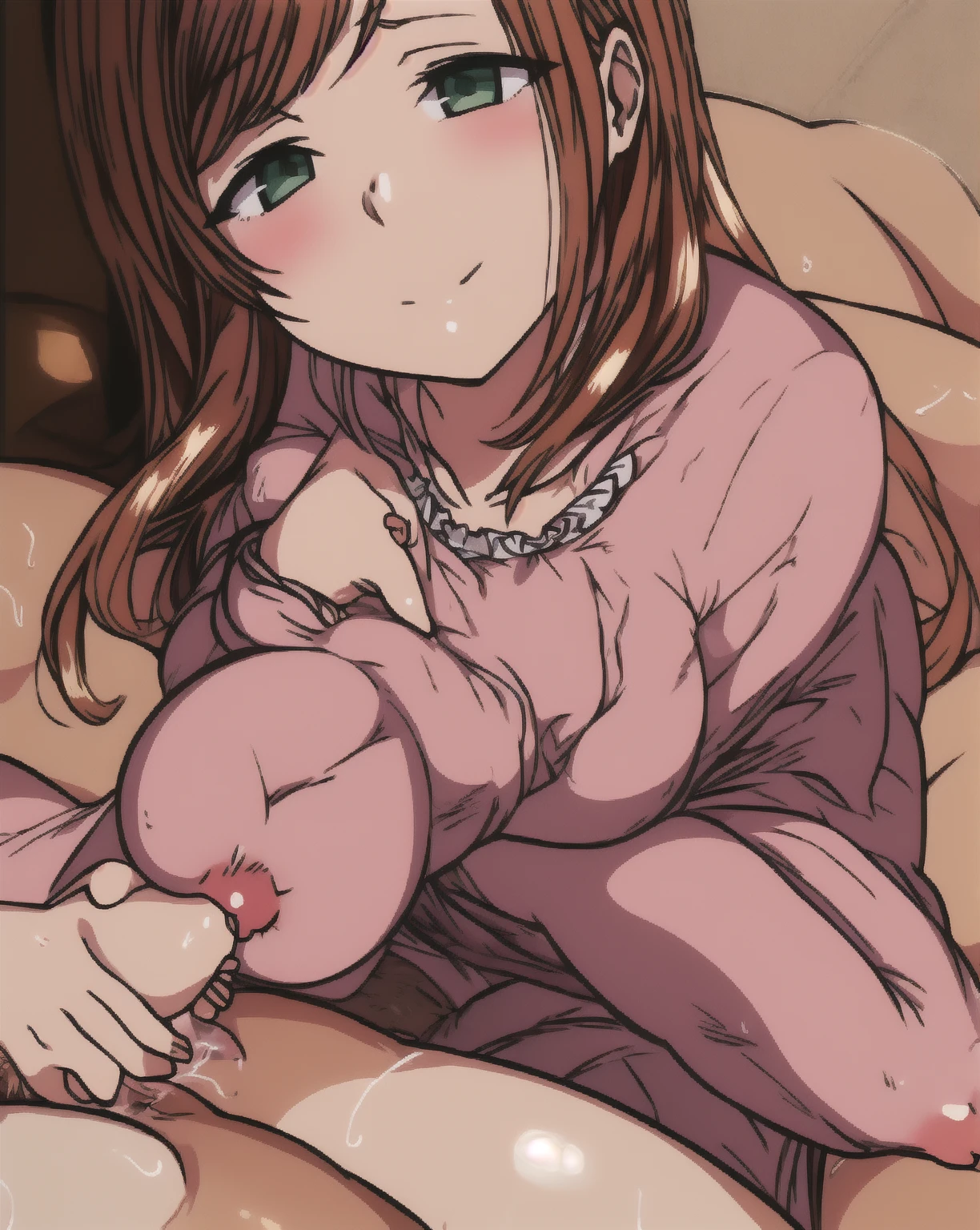 Highest quality、Highest quality、4K Quality、ass pov、Anime Style、Voluptuous、Breast augmentation、Losing virginity、Living room floor、(There are a lot of bras and panties scattered around)Having sex in the missionary position、Both of them are sweating and the man is inserting his penis into her vagina.、Extra large saggy breasts 1.5、Puffy nipples,Large areolas1.4、Has cleavage、Completely naked、Covered in a lot of semen、With pubic hair、He puts his dick inside her vagina、A large amount of sperm is ejaculated into the pussy and it overflows、