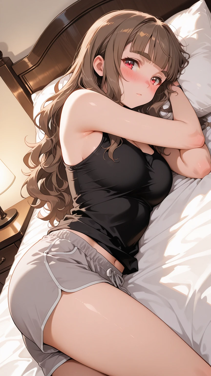 Masterpiece, hiquality, Dynamic Angle, 12yo, 1girl, child, 独奏, brown hair, Hermione Granger, Shirt, panty, flowing, Highly Detailed Beautiful Face and Eyes, Beautiful skin, Wet, blushful, anatomically correct smile, thigh strap, Walking, bed room, Lies, bed, Sun light, little chest, thights, wide thighs, legs spread apart, Athletic hips, Erotica, Sex, trembling, the sweat, heavy breathing, view from bottom, Excited, From Bottom, finish, cum on face,