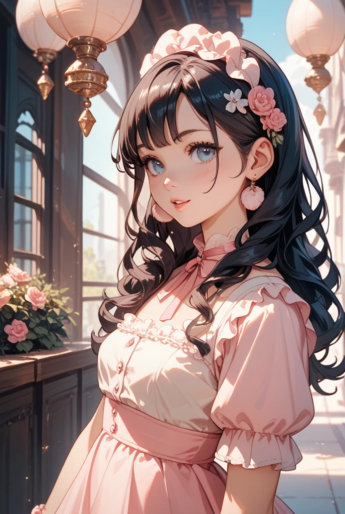 Masterpiece, qualityที่ดีที่สุด, details, detailsสูง, quality, detailsมาก, highest resolution, realistic textures, Retina screen, high resolution model, child 6 ขวบ,long hair, black hair, pigtail, Double braids, Two braids, Stuffed bunny, child, baby, pink dress, Flared skirt,smile, purple eyes, childเล็ก, childน้อย, small