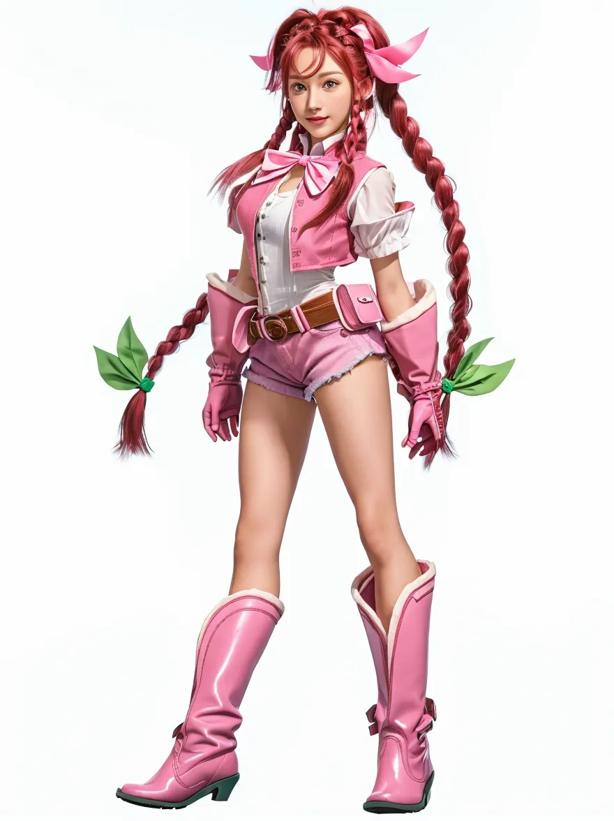 cgi, anime style, 1girl, woman, elf sci-fi assassin villainess, silk shozoku, thighhighs, kitsune mask, war fan, bombshell hair, sparkling color:tomato and forest green hair with pink highlights, U-cut, lavenderblush clothes, thicc athletic build, small breasts, japanese<lora:EnvyStarlight2.5D01:1>