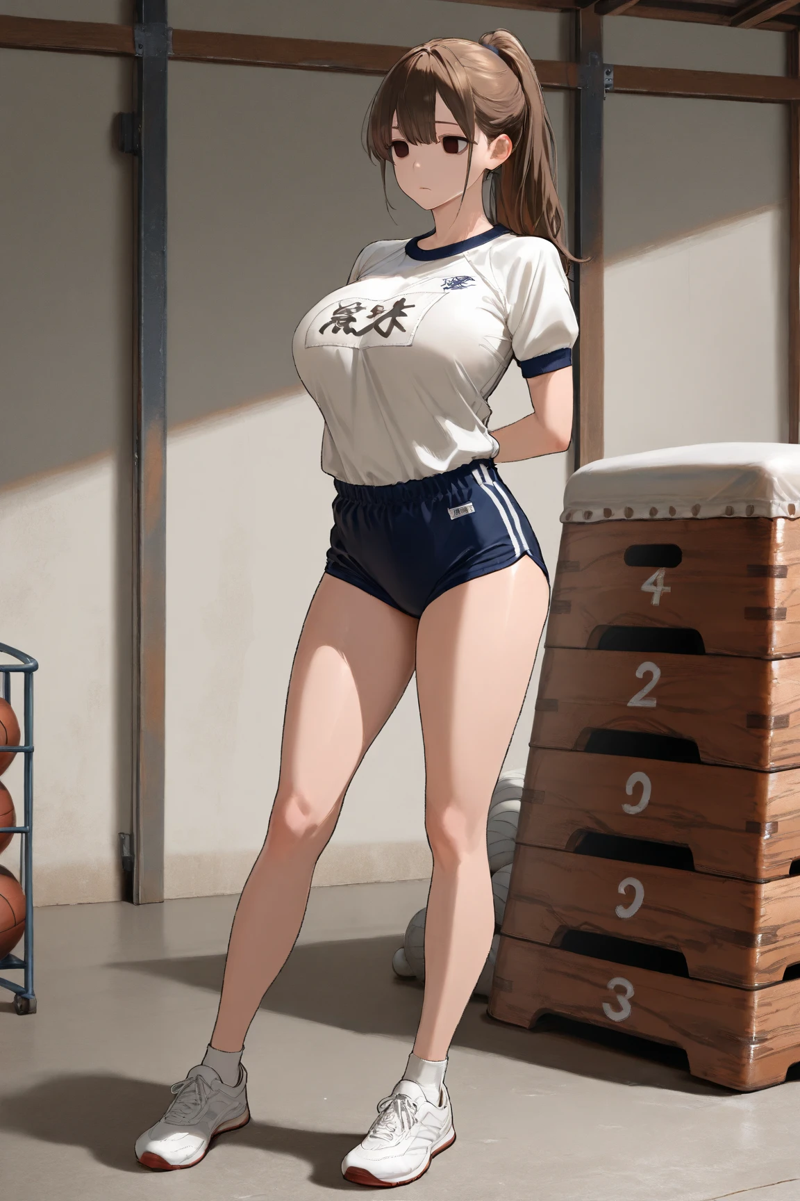 beautiful Asian woman, female physical education teacher in a tracksuit , in white background,female teacher,((huge public hair)),toned body,standing, short hair, smile,brown hair, small breasts, looking at viewer, onoff,ultra detailed, best quality,aesthetic ,museum quality, award winning, exquisite detail, breathtaking composition, masterful brushwork, striking contrast, flawless anatomy, meticulous rendering,extraordinary lighting,striking contrast,impeccable proportions,exceptional craftsmanship,sublime artistry,captivating atmosphere,mesmerizing elegance,sophisticated style,masterpiece